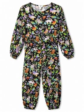 2/$20 H&M Whooli Chen girls Jumpsuit size 8 Woodland Animal Print Button Front